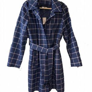Lands’ End Waterproof Coat! Insulated raincoat, button-out liner, navy XL.